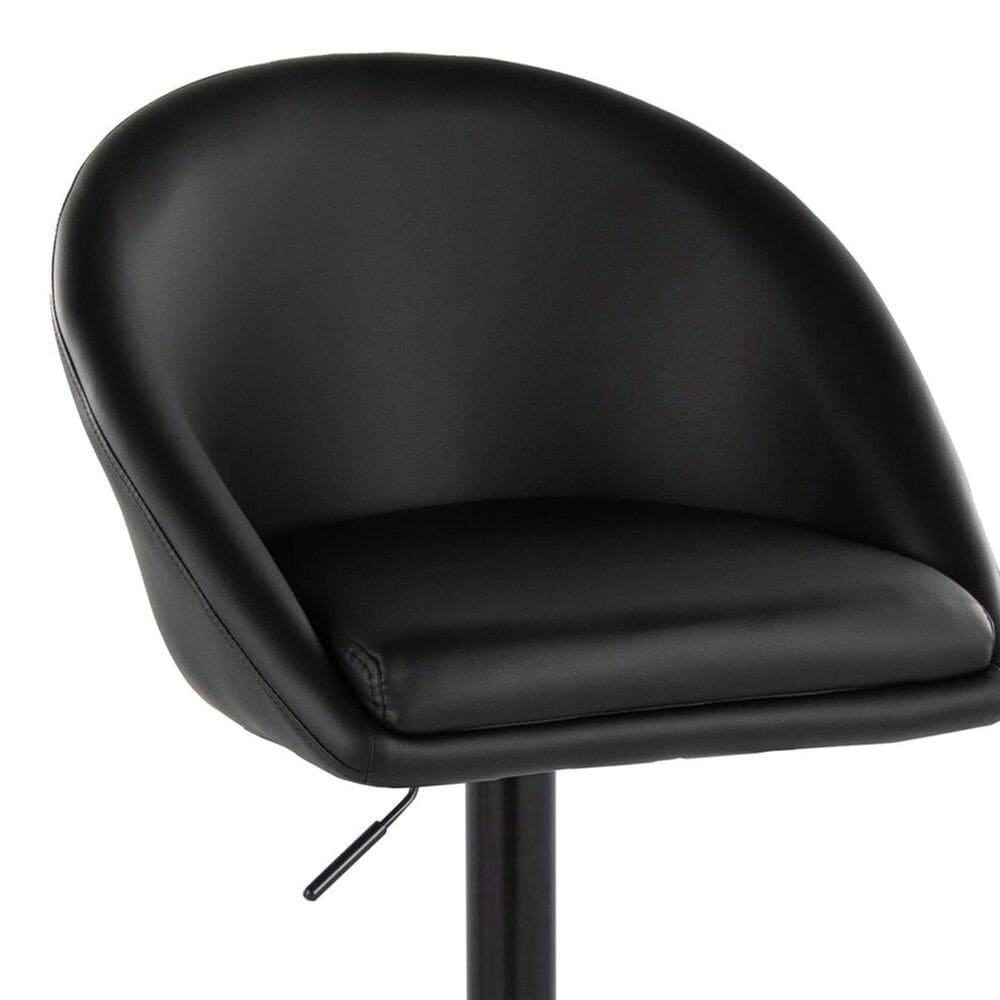 LumiSource Matisse Adjustable Swivel Barstool with Black Faux Leather Upholstery in Black (Set of 2), , large