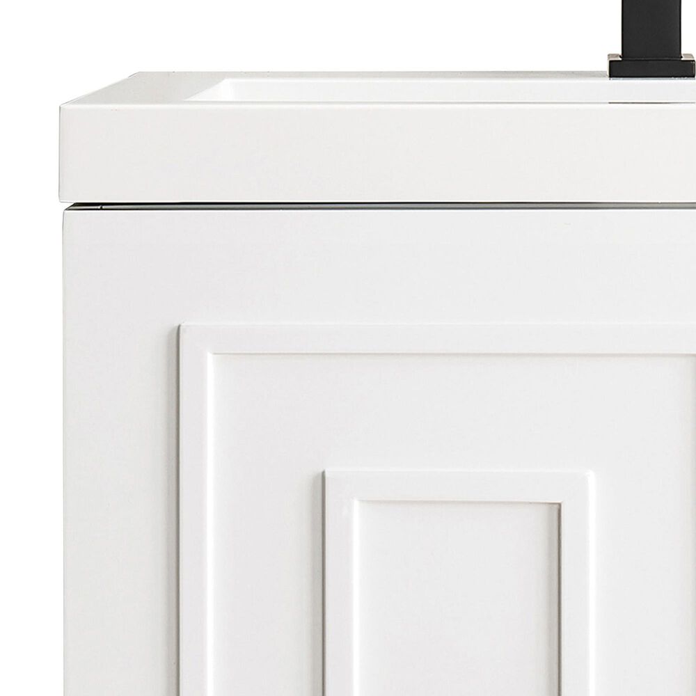 James Martin Vanities Alicante 24&quot; Single Bathroom Vanity in Glossy White with 5 cm White Glossy Resin Top and Rectangular Sink, , large