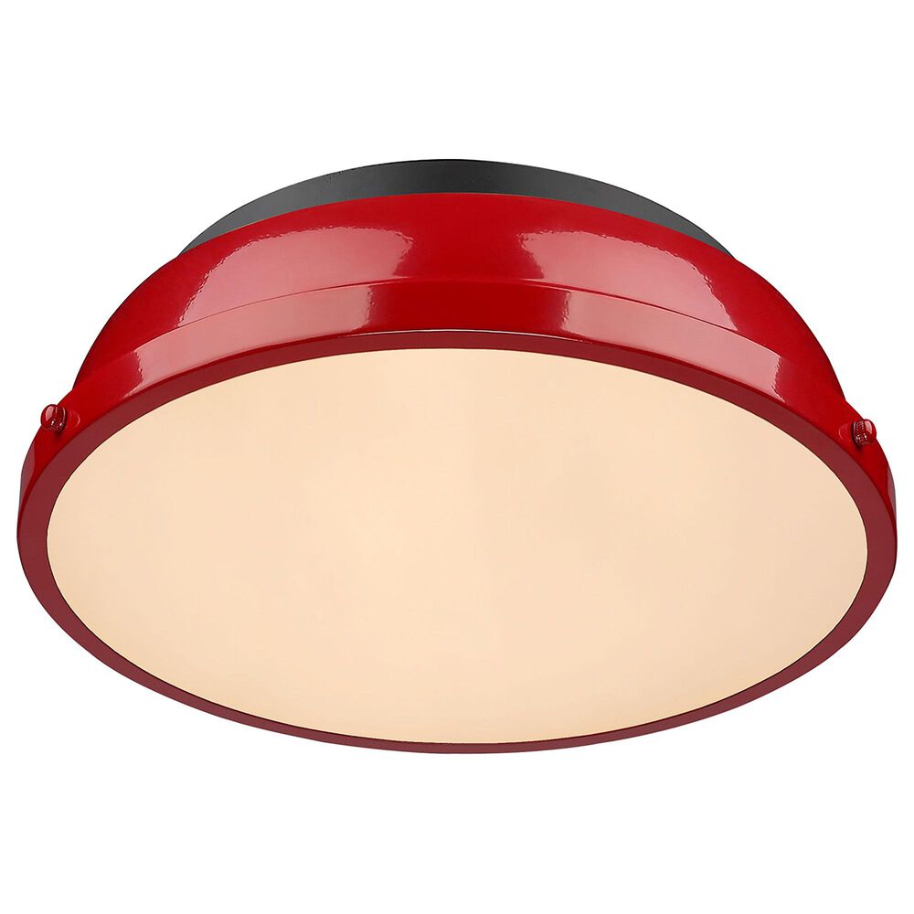 Golden Lighting Duncan 14" Flush Mount in Matte Black and Red, , large
