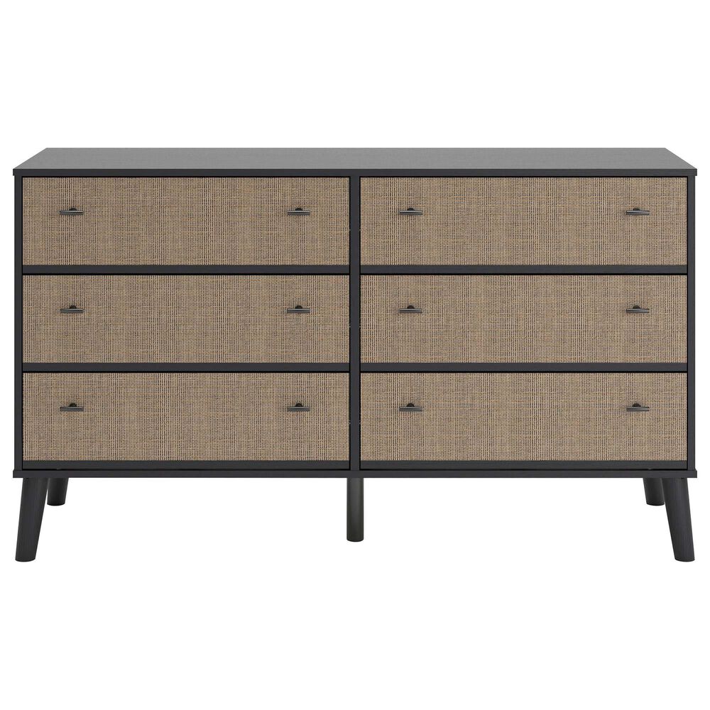 Ashley Charlang 6 Drawer Dresser in Matte Black and Beige, , large