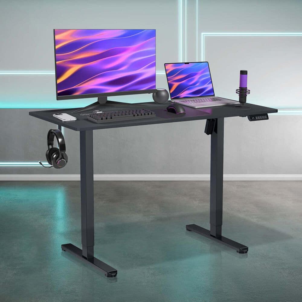 Rta Products Llc Zenith Electric Height Adjustable Sit-to-Stand Desk in Black, , large