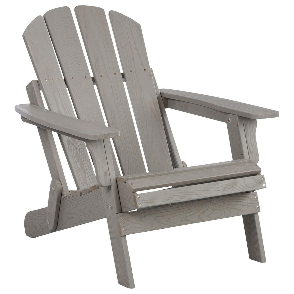 Hearth and Haven Outdoor Folding Adirondack Chair with Seat Board in Gray, , large