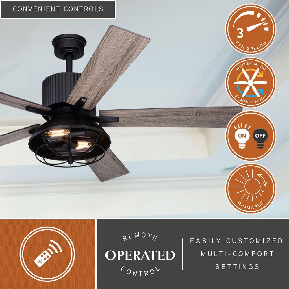 Vaxcel Elkhart 52" LED Ceiling Fan in Black, , large