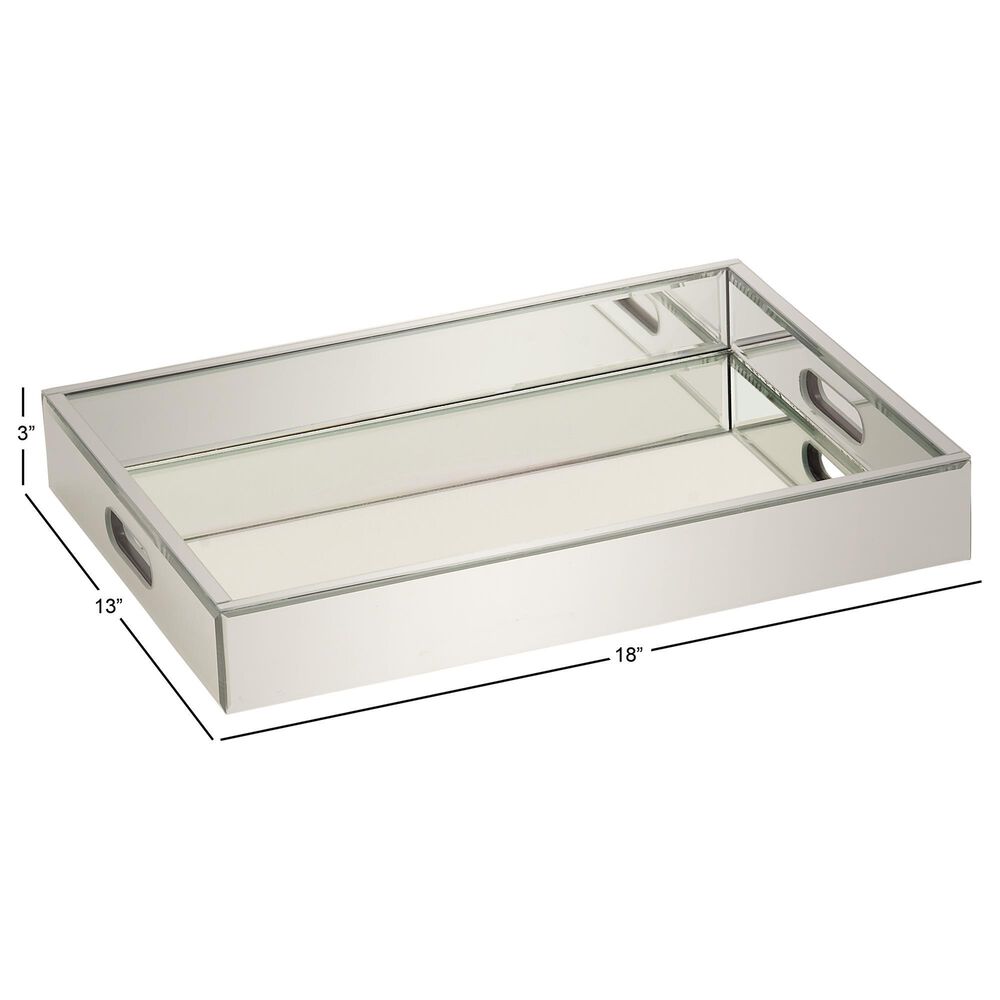 Maple and Jade U Select Wooden Rectangle Mirrored Tray in Silver, , large