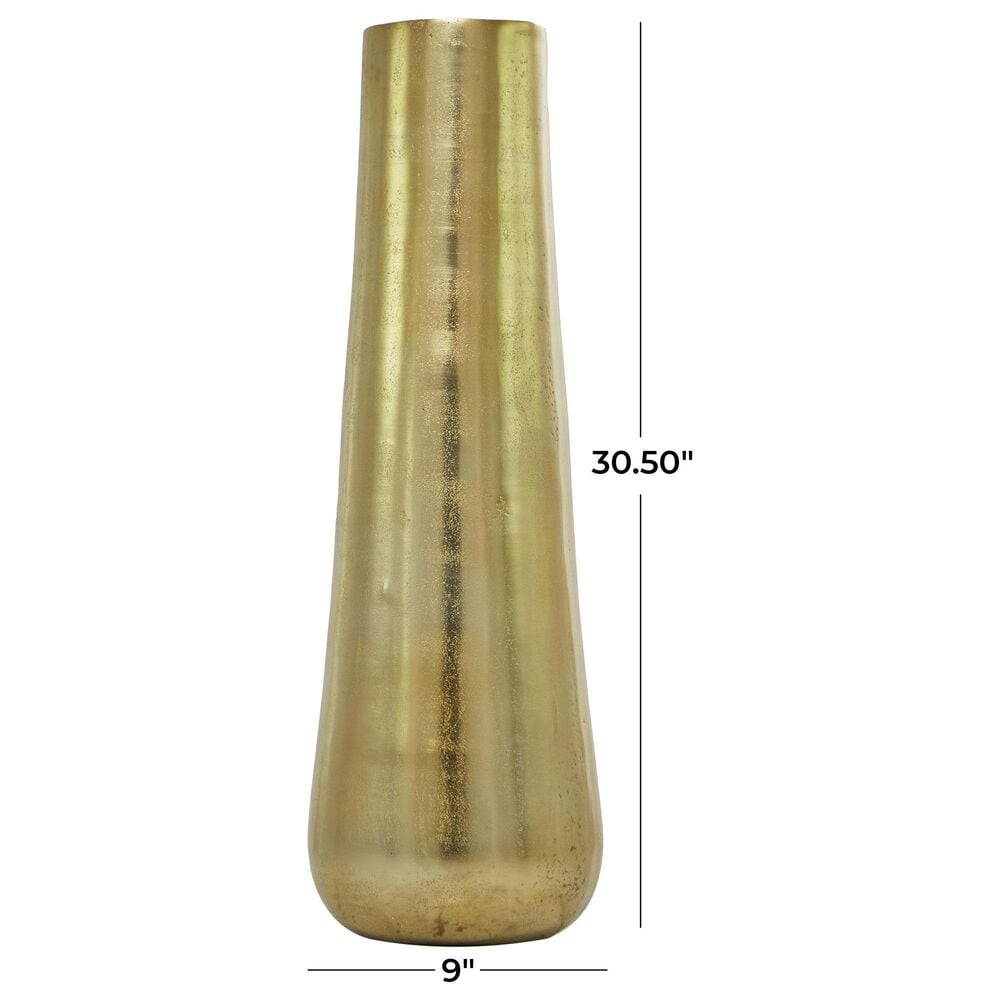 Maple and Jade Aluminum Metal Decorative Vase in Polished Gold, , large