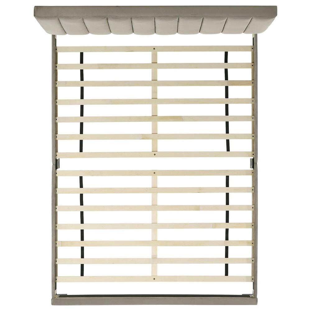 Mayberry Hill Coyote King Upholstered Platform Bed and Two Nightstands Set in Carroll Grey, , large