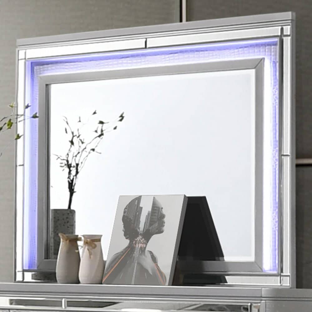 New Heritage Design Valentino Dresser Mirror in White and Silver, , large