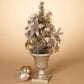 The Gerson Company 24" Electric Lighted Holiday Tree with Poinsettia, Berry, Pot in Champagne, , large