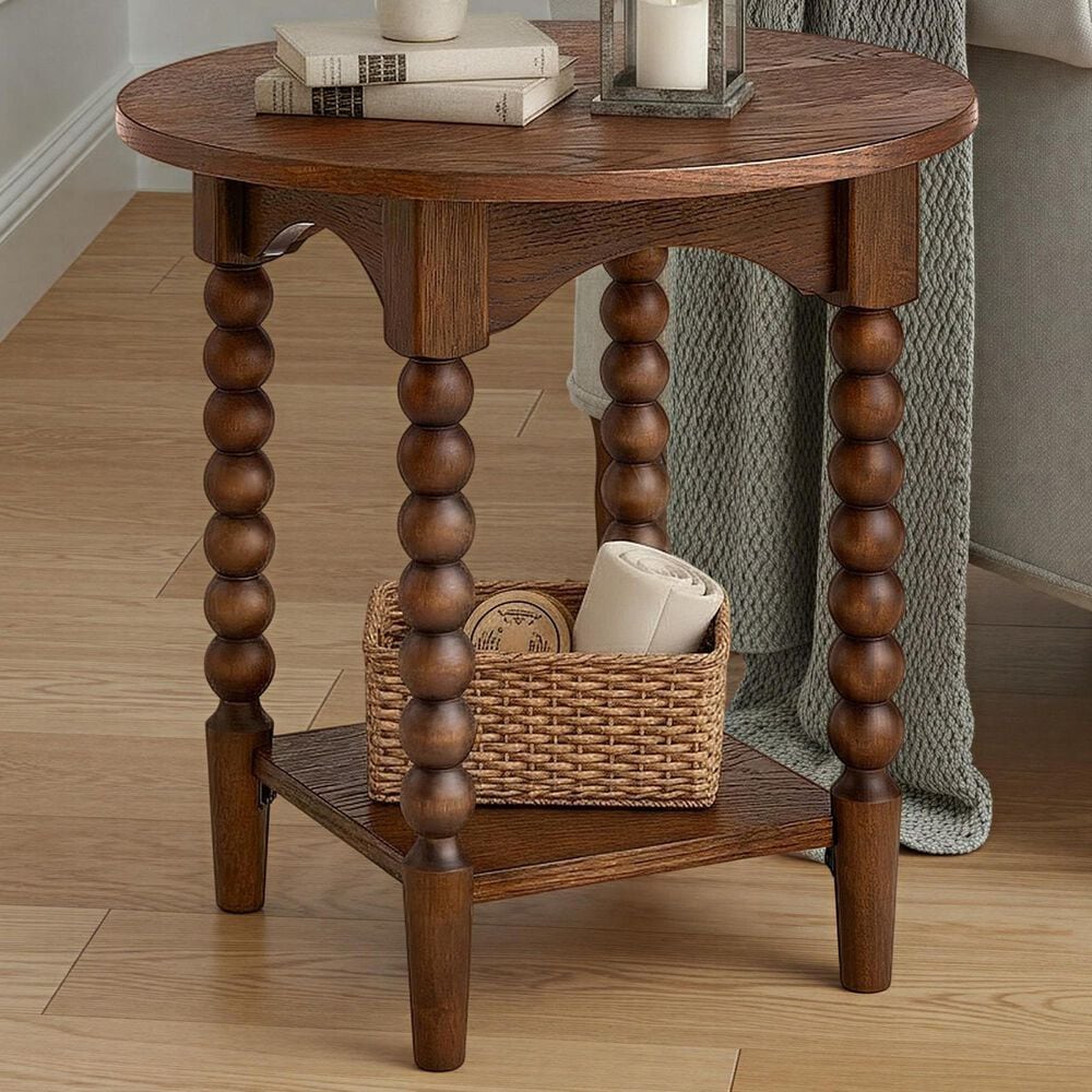 Forma &amp; Co Turn Wood End Table in Cocoa Brown, , large