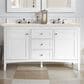 James Martin Vanities Palisades 60" Double Bathroom Vanity in Bright White with 3 cm Eternal Marfil Quartz Top and Rectangular Sinks, , large