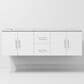 Lexora Home Geneva 60" Double Bathroom Vanity in Glossy White with 2 cm White Carrara Marble Top and Rectangular Sinks, , large