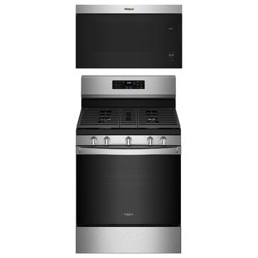Whirlpool 2-Piece Kitchen Package with 5.0 Cu. Ft. Freestanding Gas Range and Microwave in Fingerprint Resistant Stainless Steel, , large