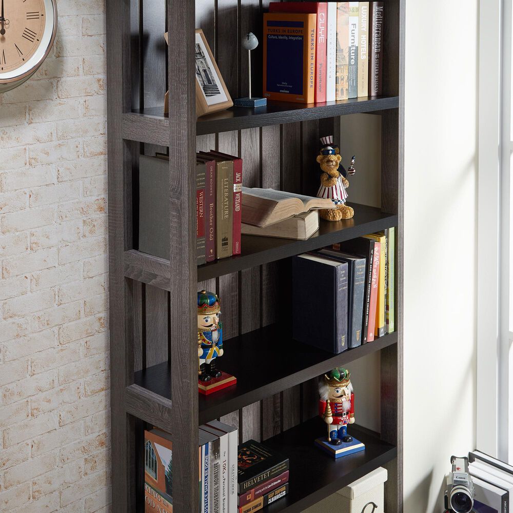 Furniture of America Moyer 5 Shelves Bookcase in Black and Gray, , large