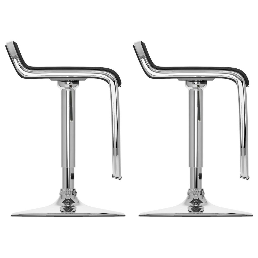 CorLiving Modern Adjustable Foot Rest Barstool with Black Cushion &#40;Set of 2&#41;, , large