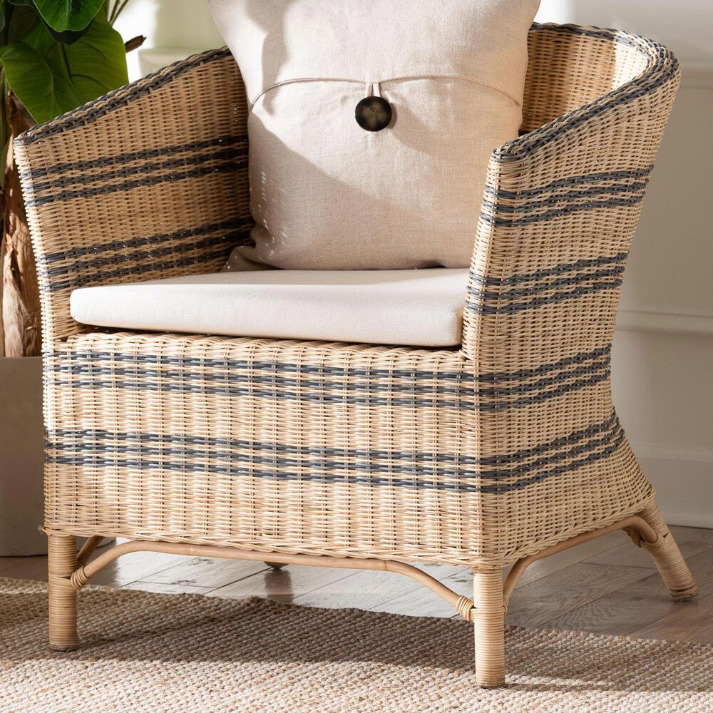 Baxton Studio Elda Rattan Accent Chair in Neutral, , large