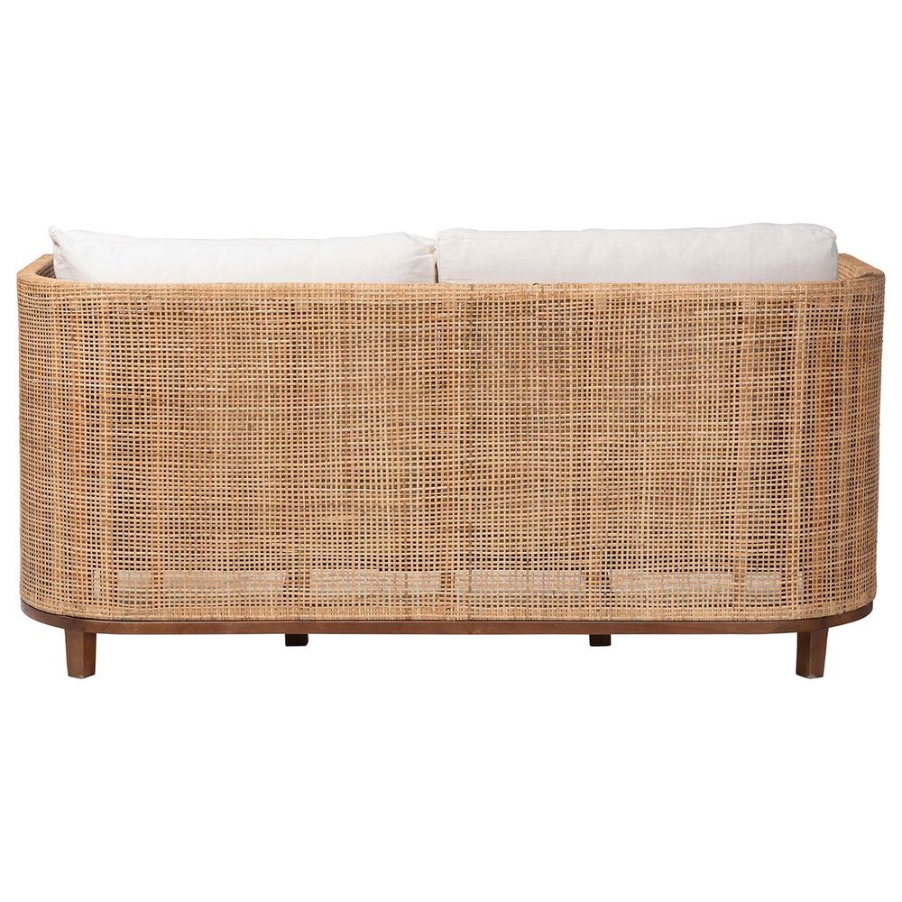 Baxton Studio Edda Stationary Sofa with Natural Rattan in Neutral, , large