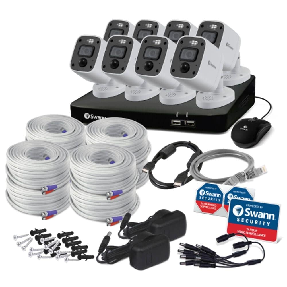 Swann Enforcer 8 Camera 8 Channel 4K Ultra HD DVR 2TB HDD Security System with Mic in White, , large
