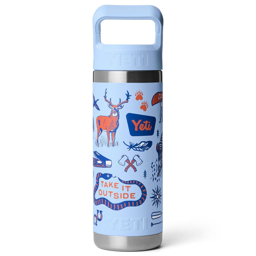 YETI Rambler 18 Oz Water Bottle with Color-Blocked Straw Cap in Big Sky Summer Camp, , large