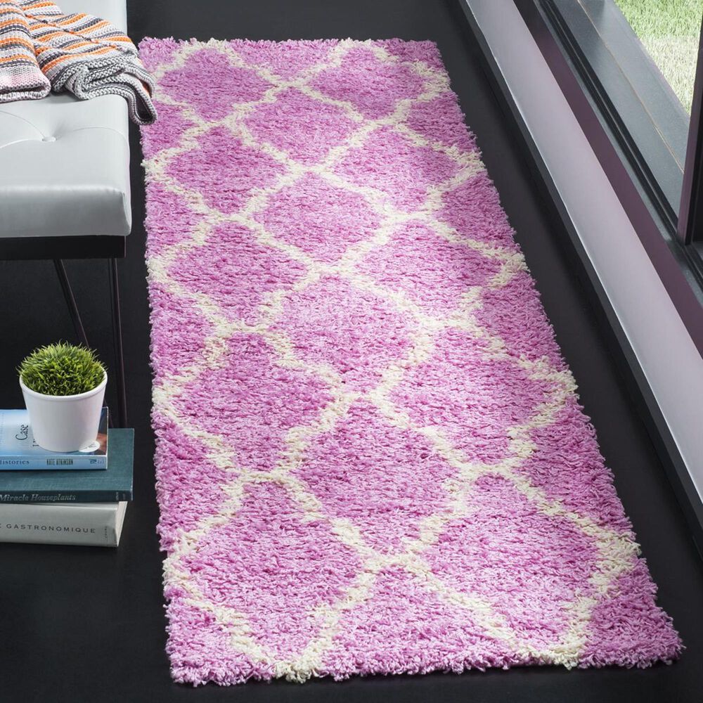 Safavieh Dallas Shag SGD257I-28 2&#39;3&quot; x 8&#39; Pink/Ivory Runner, , large
