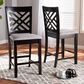 Baxton Studio Caron Counter Height Pub Chair with Gray Cushion in Espresso Brown (Set of 2), , large