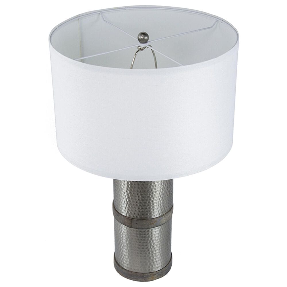 A&amp;B Home Hammered Table Lamp with Collapsible Shade in Gray and Silver, , large