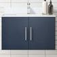 Lexora Home Geneva 30" Single Bathroom Vanity in Navy Blue with 2 cm White Cultured Marble Top and Rectangular Sink, , large