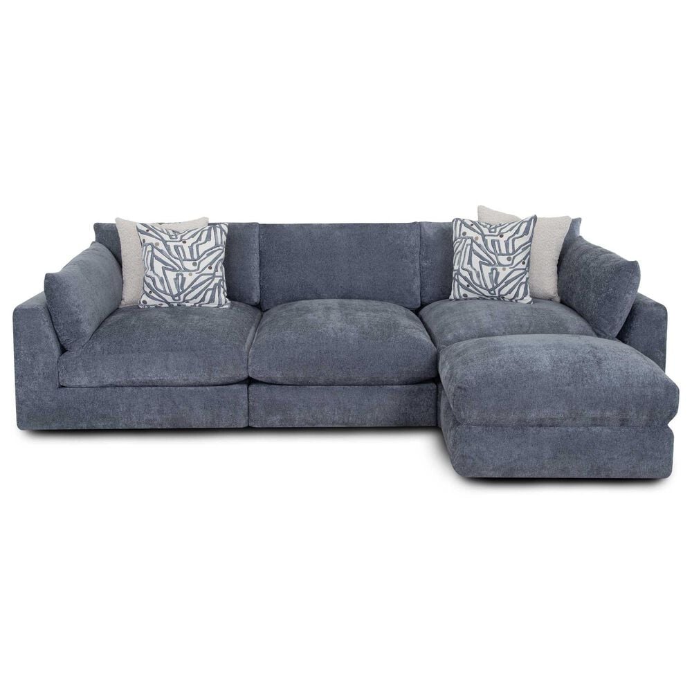Moore Furniture Julian 4-Piece Stationary Reversible Sectional in Linwood Delft, , large