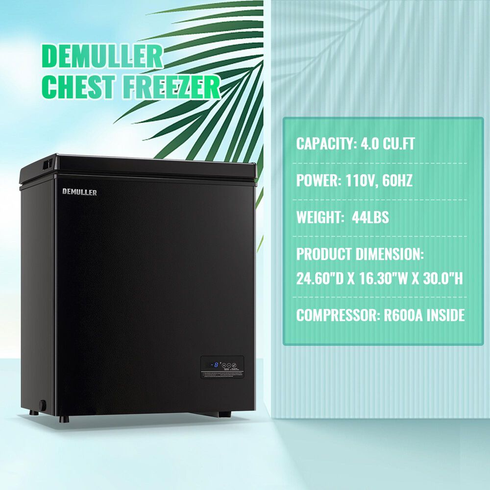 HOMLUX 4 Cu. Ft. Deep Chest Freezer with Removable Basket in Black, , large