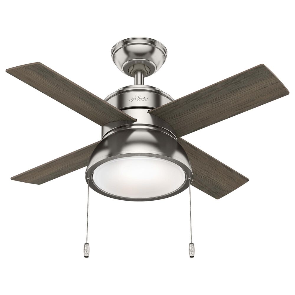 Hunter Loki 36&quot; Ceiling Fan with LED Lights in Brushed Nickel, , large