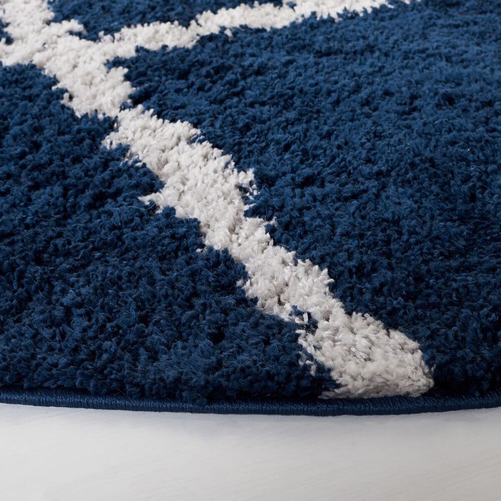 Safavieh August Shag 6&#39;7&quot; Round Navy and Ivory Area Rug, , large