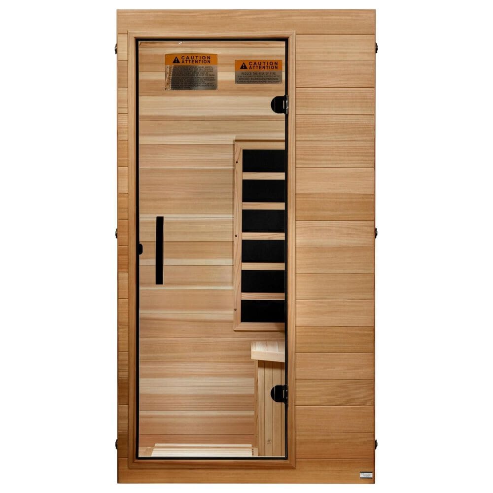 EZlife Elite 1-Person Compact Ultra Low EMF FAR Infrared Home Sauna in Natural Hemlock, , large