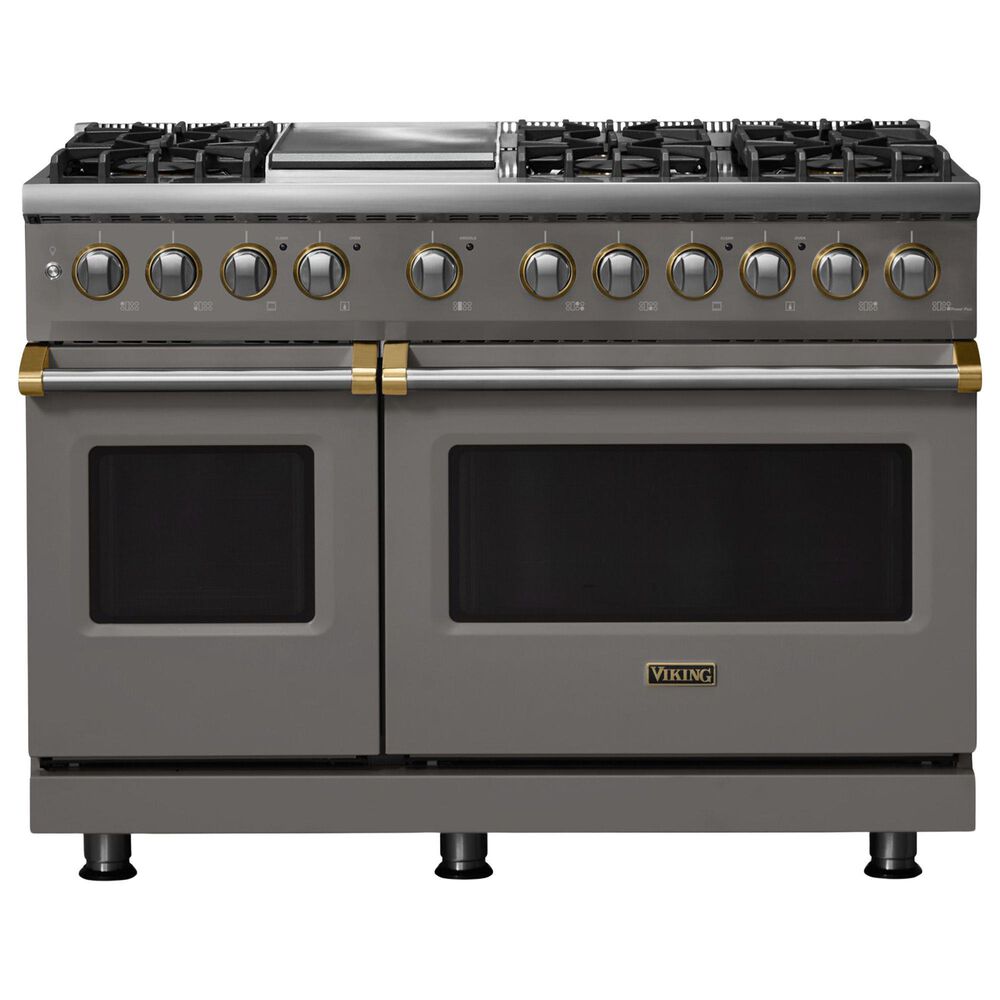 Viking Range 48" Freestanding Sealed Dual Fuel Convection Range in Damascus Gray, , large