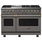 Viking Range 48" Freestanding Sealed Dual Fuel Convection Range in Damascus Gray, , large