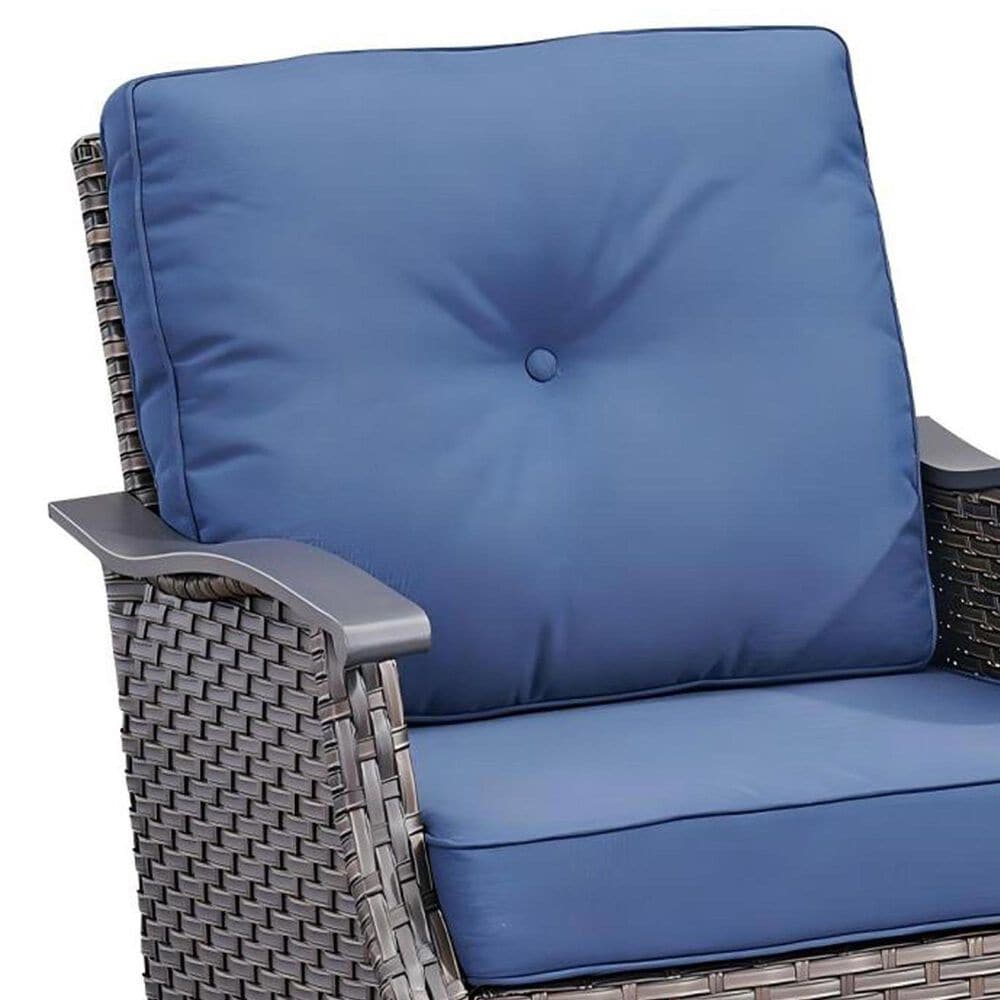 Sunwell Garden 3-Piece Patio Chat Set with Two Rocking Chair in Navy, , large