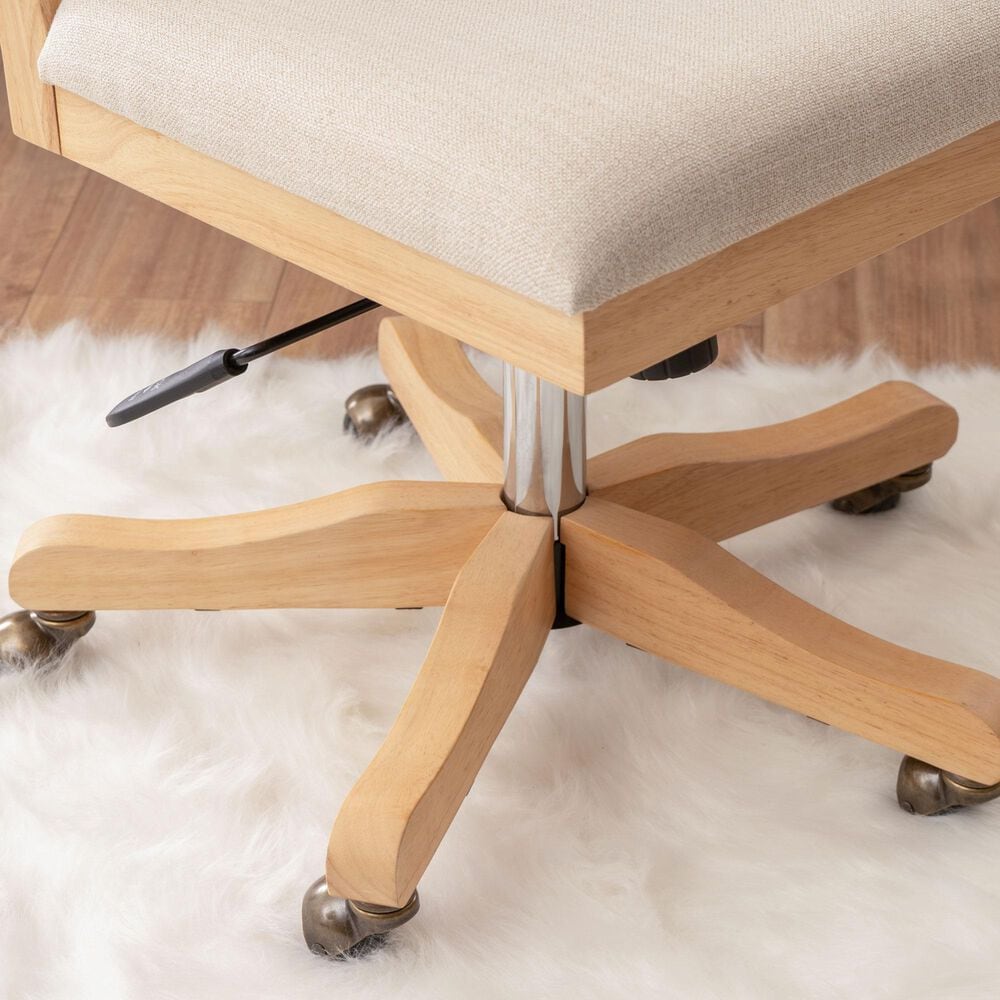 Linon Home Decor Bauer Swivel Office Chair with Cream Cushion in Natural, , large