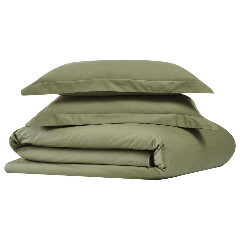 Pem America Classic Cotton 2-Piece Twin Duvet Set in Olive Green, , large