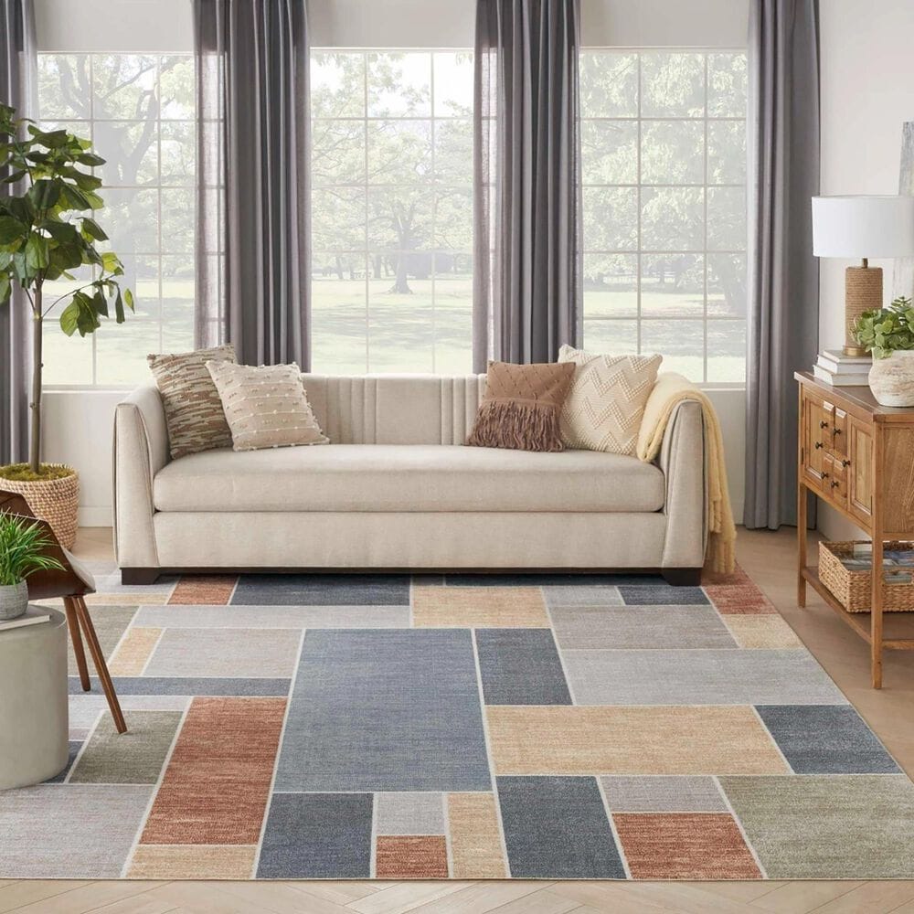 Nourison Astra Machine Washable Geometric 7&#39;10&quot; x 10&#39; Multicolor Area Rug, , large