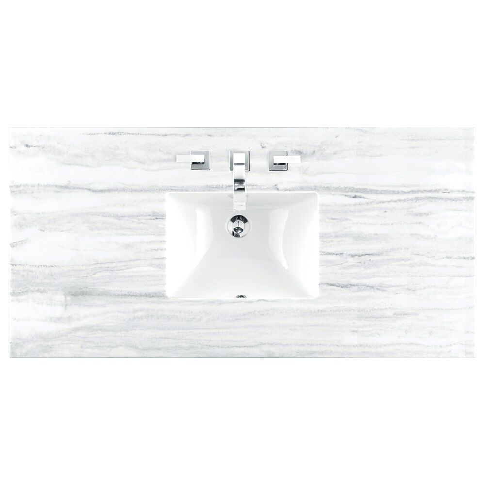 James Martin Vanities Amberly 48&quot; Single Bathroom Vanity in Walnut with 3 cm Arctic Fall Solid Surface Top and Rectangular Sink, , large