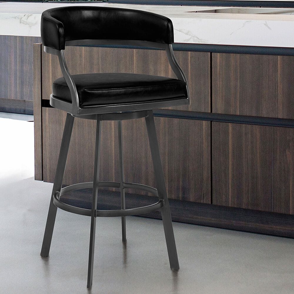 Blue River Dione 30&quot; Swivel Barstool in Vintage Black, , large