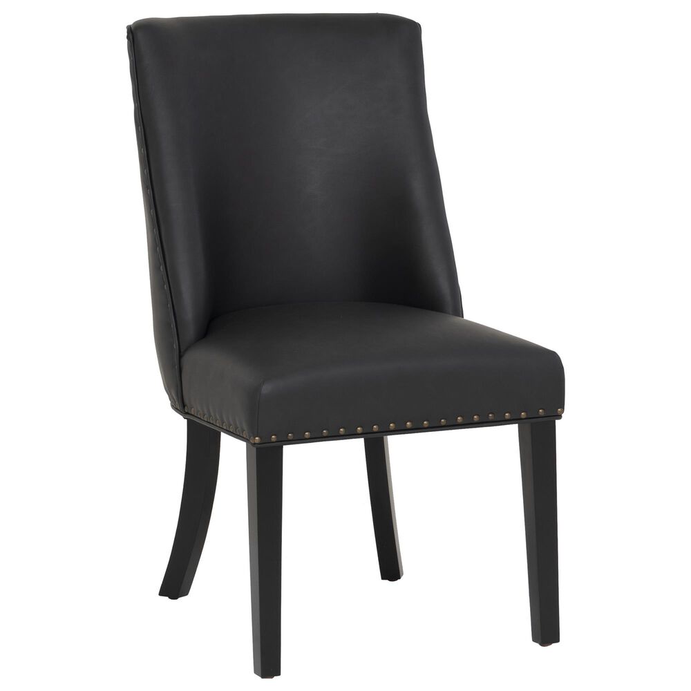 Linon Home Decor Adler Side Chair with Black Faux Leather Cushion in Black, , large