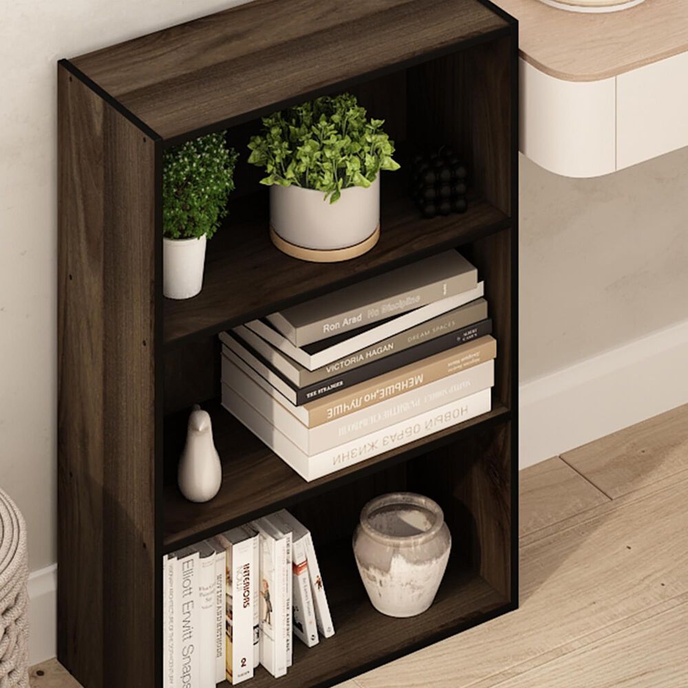 HOMLUX 3-Tier Open Shelf Bookcase in Columbia Walnut, , large