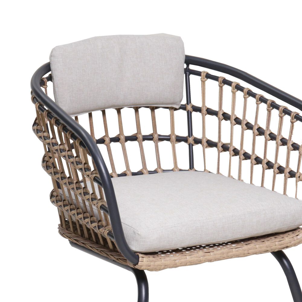 Hearth and Haven Outdoor Wicker Dining Chair with Curved Wraparound Frame in Beige (Set of 2), , large