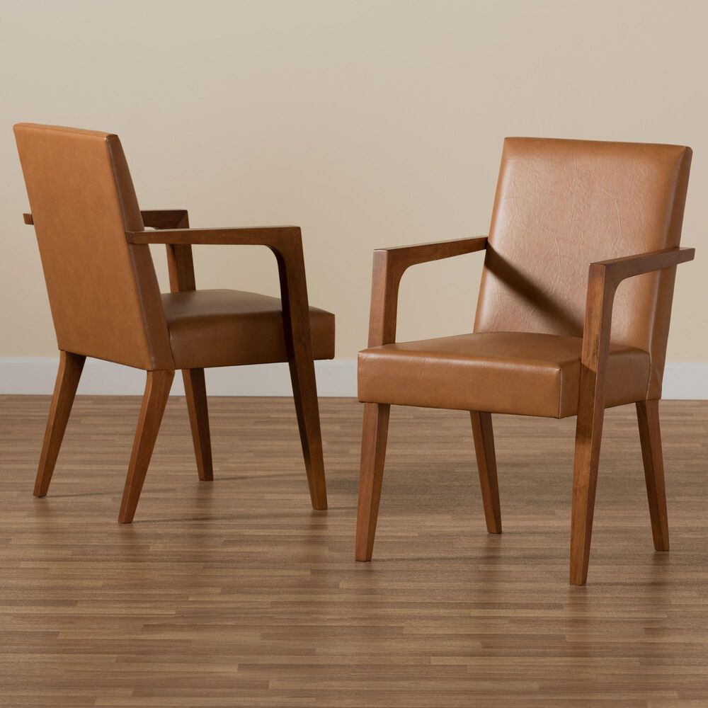 Baxton Studio Andrea Arm Chair in Tan (Set of 2), , large