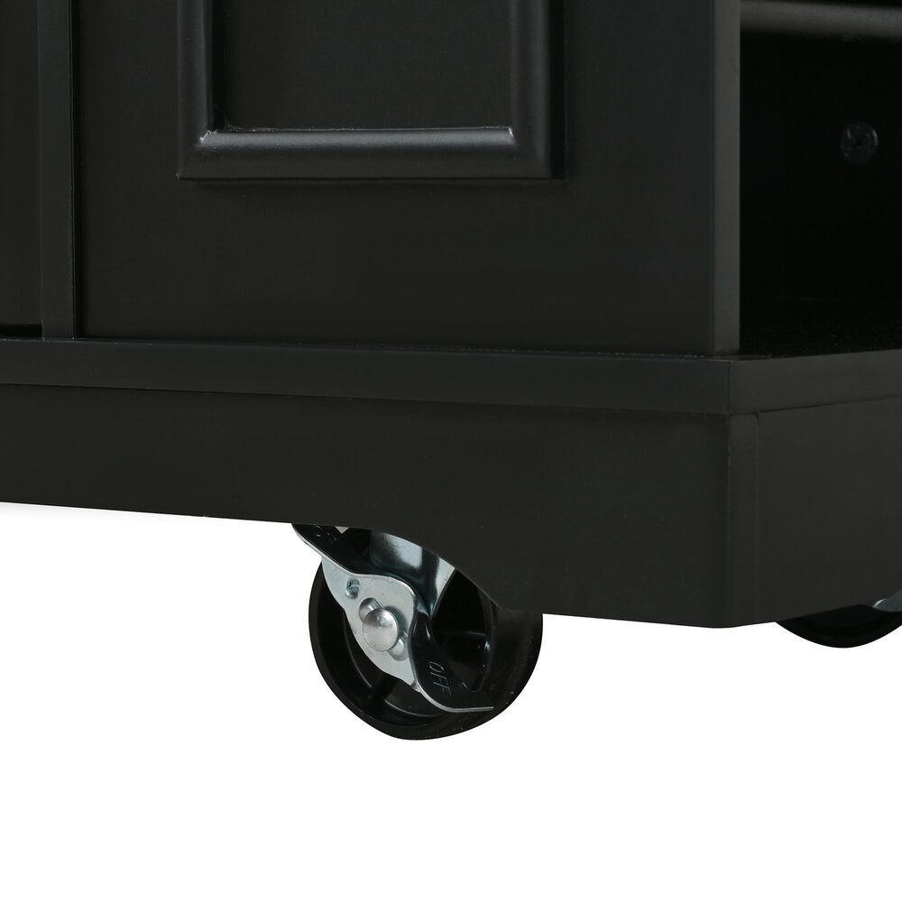 HOMLUX 54" Mobile Kitchen Island with Glass Door Storage in Walnut and Black, , large