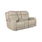 Flexsteel Grant Leather Match Power Console Loveseat with Power Headrest in Bisque, , large
