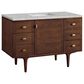 James Martin Vanities Amberly 48" Single Bathroom Vanity in Mid-Century Walnut with 3 cm Eternal Jasmine Pearl Silestone Top, Rectangular Sink and FreePower Wireless Charger, , large