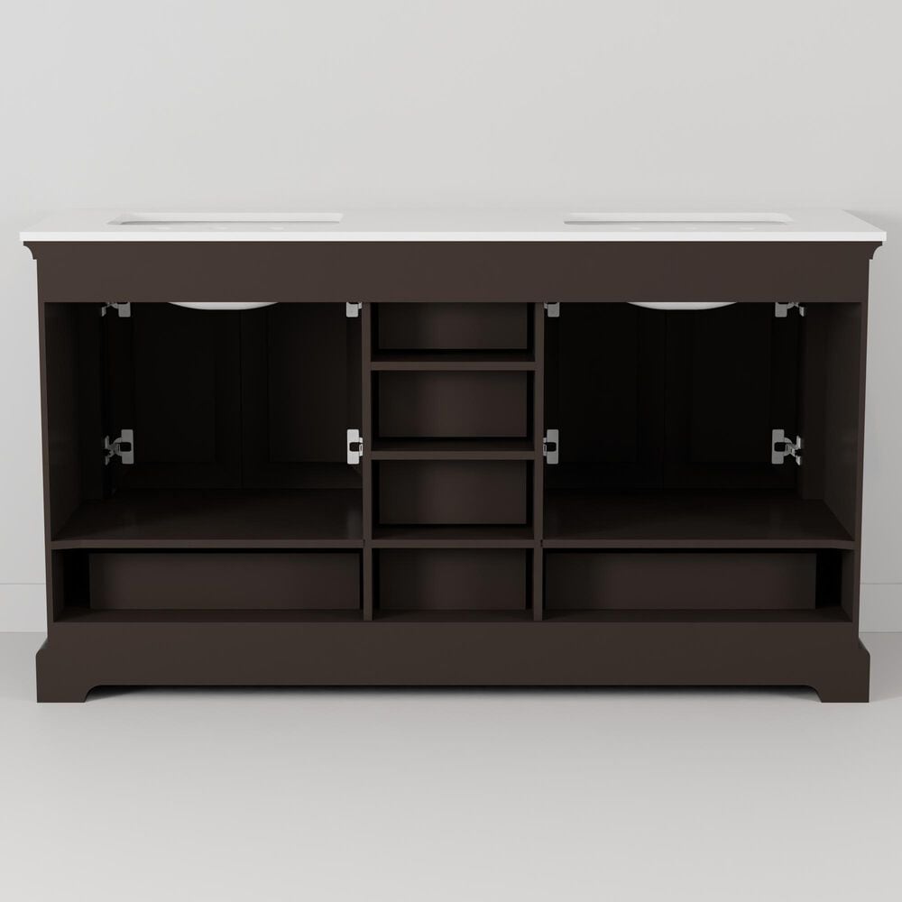 Lexora Home Dukes 60" Double Bathroom Vanity in Espresso with 2 cm White Quartz Top and Rectangular Sinks, , large