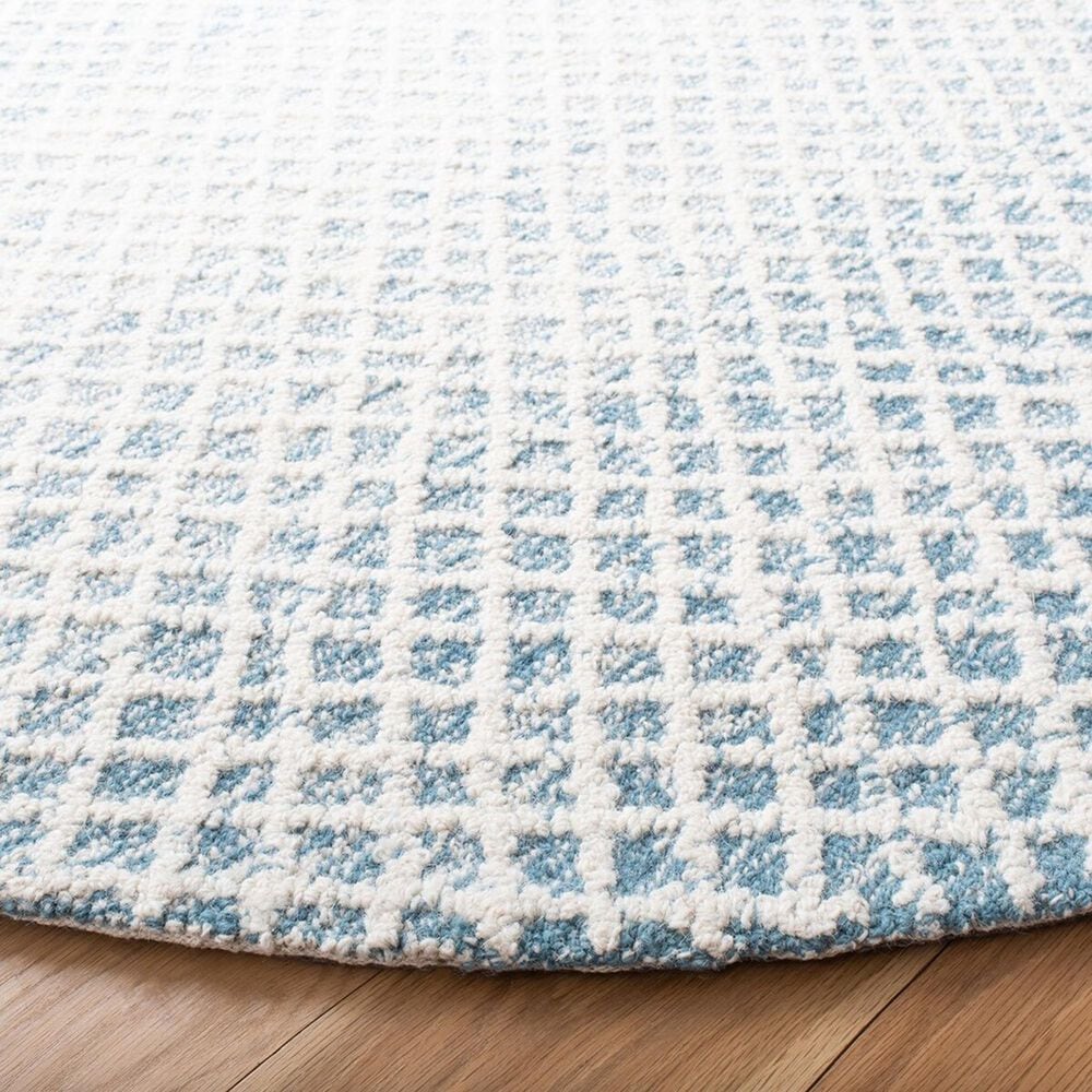 Safavieh Micro-Loop MLP353M 5&#39; Round Blue and Ivory Area Rug, , large