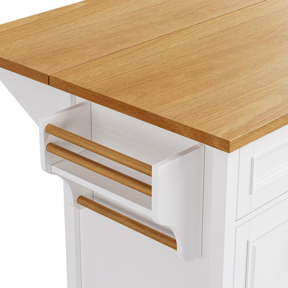 HOMLUX 52" Kitchen Island with Drop Leaf in White, , large