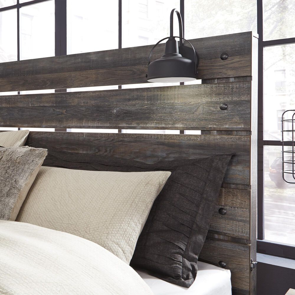 Ashley Drystan 4-Piece King Panel Bedroom Set in Brown Rustic, Burnt Orange and Teal, , large